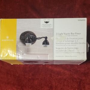 🔥5HP🔥5-18🔥NWT PORTFOLIO 2-LIGHT VANITY BAR FITTER OIL RUBBED BRONZE FINISH